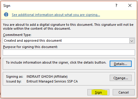 Digitally Sign a Microsoft Word Document