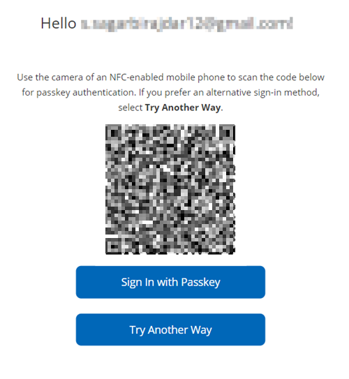 Authentication - Scan QR Code to Use FIDO2 Credential